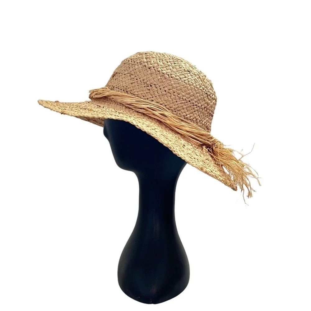 Grevi Mode Firenze Italy Tan 100% Straw Sun Summer Hat‎
